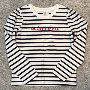 NEW Janie and Jack Navy Striped Long Sleeve Tee - size 7
